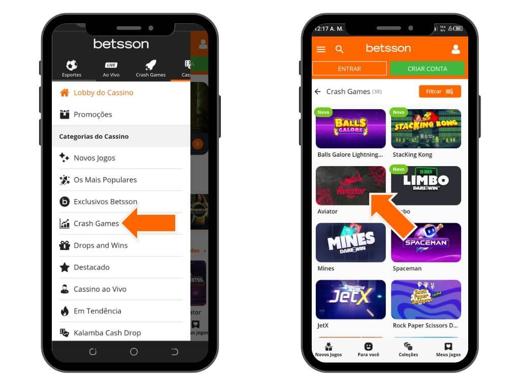 Betsson App - Jogos de Crash Tutorial