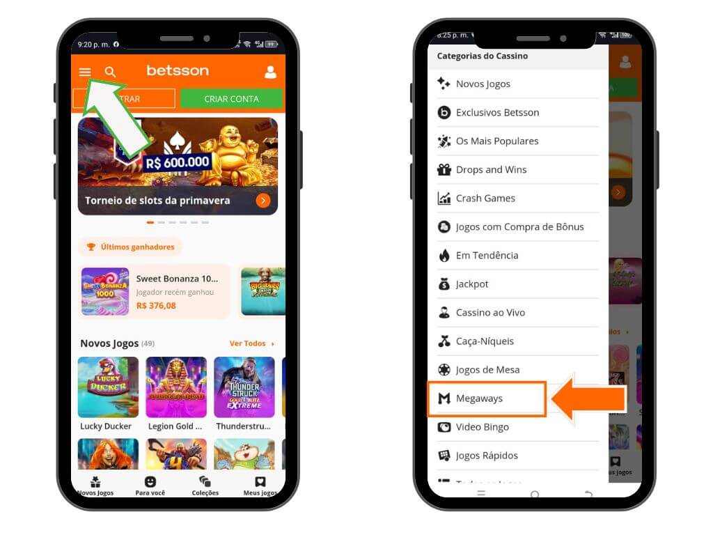 Betsson App - Como Jogar Caça-níqueis Megaways no seu Celular