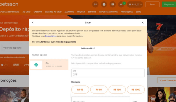 Como Depositar e Sacar Dinheiro da Betsson