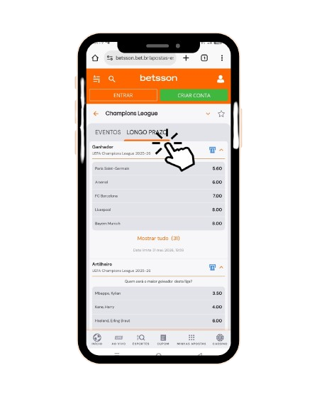 como apostar na Liga dos Campeões da Betsson Brasil
